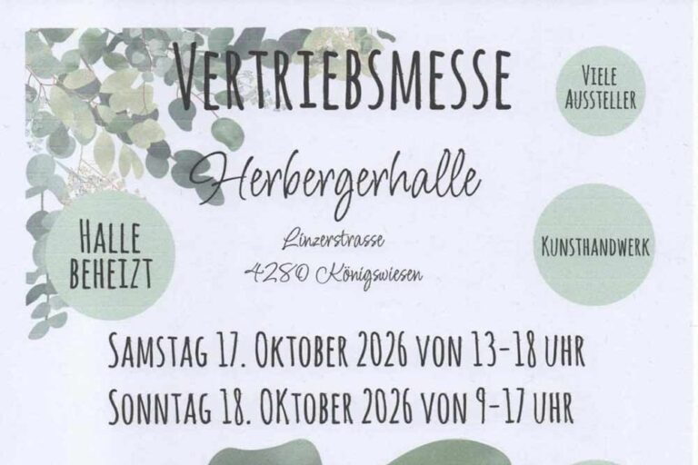 ein Plakat zur Ankündigung der Vertriebsmesse Königswiesen am 17. und 18. Oktober
